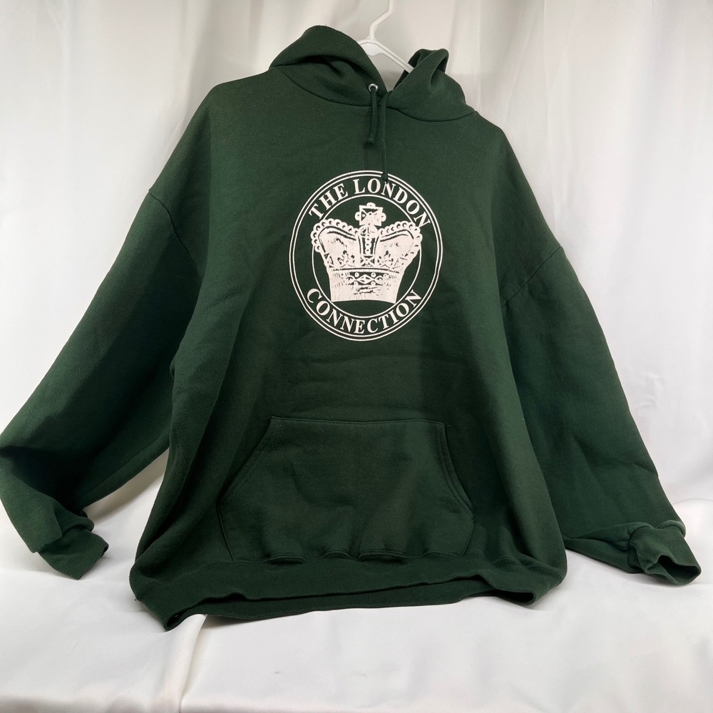 Vintage Jerzees Super Sweats Hoodie XL Green The London Connection Crown USA